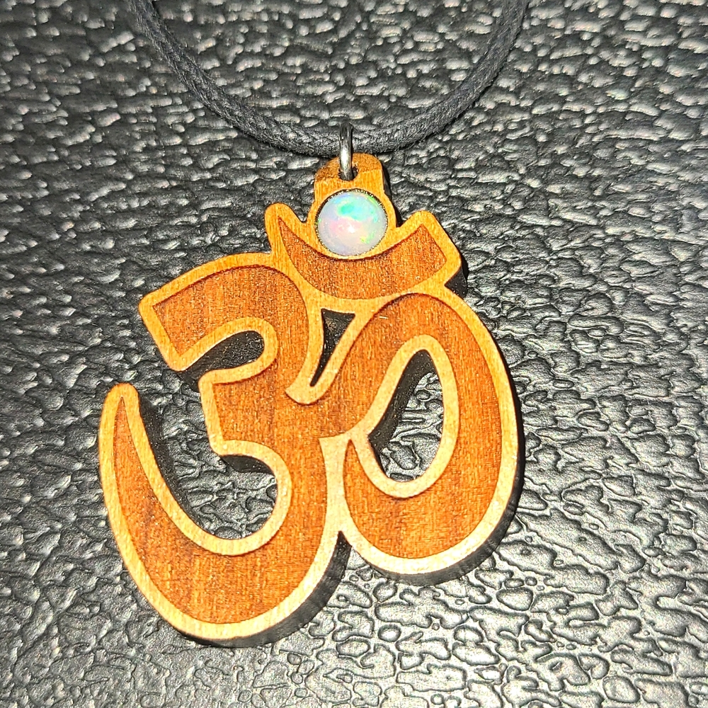 Engraved Cherry wood OHM with Opal